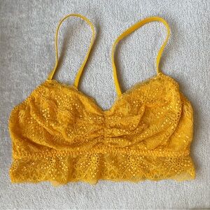 PINK Victoria's Secret Mustard Yellow Lace Bralette with Adjustable Straps NWOT